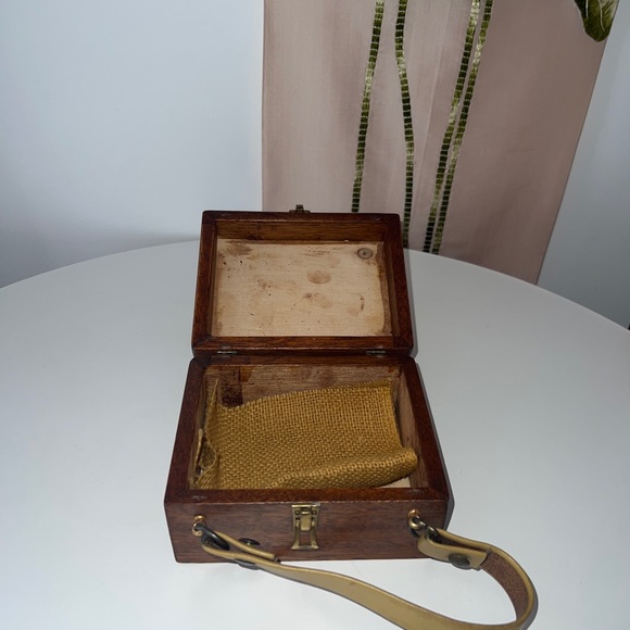 Vintage Handmade brown Wooden Pixie Mushroom Purse - Picture 11 of 16